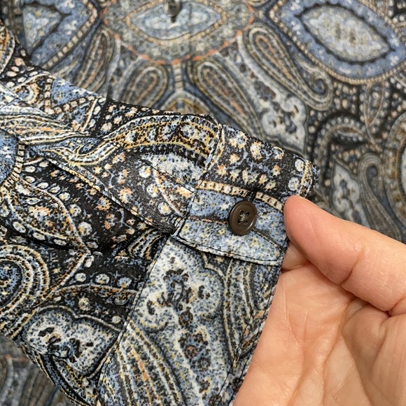 J.Jill Long Blue/Black Button Down Blouse Size Medium - Picture 7 of 8